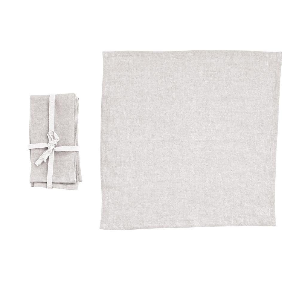 Ivory Stonewashed Linen 18" Square Dinner Napkins, Set of 4