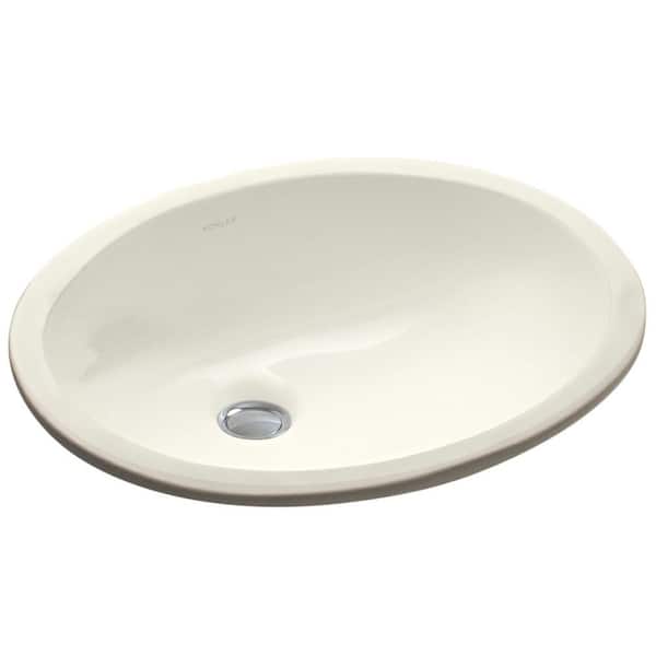 KOHLER Caxton 16-1/4 in. Oval Vitreous China Undermount Bathroom Sink in Biscuit