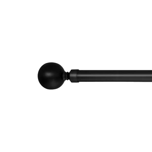 Versailles Home Fashions 48 in. - 86 in. Adjustable Single 1in Diam. Lexington Curtain Rod in Black with Finial
