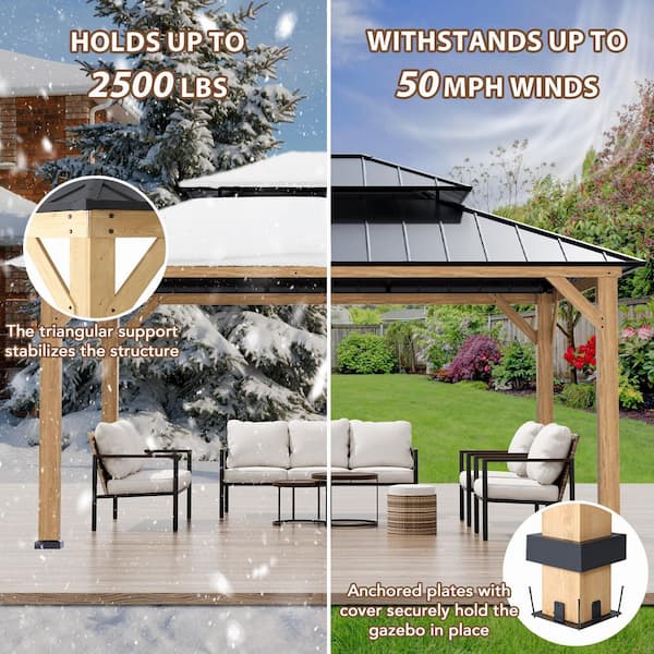 COOS BAY 13 ft. x 15 ft. Outdoor Patio Solid Cedar Wood Hardtop