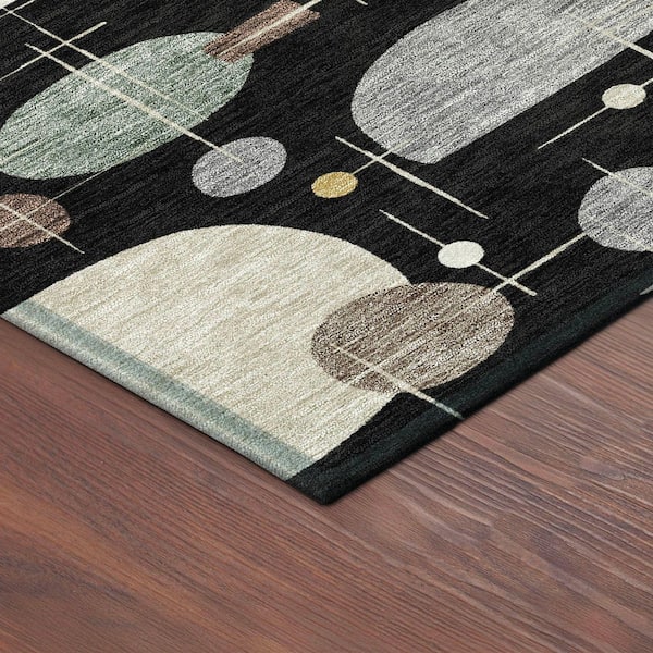 Chantille Machine Washable Indoor/Outdoor Abstract ACN2393 Black 3 ft. x 4 ft. Area Rug