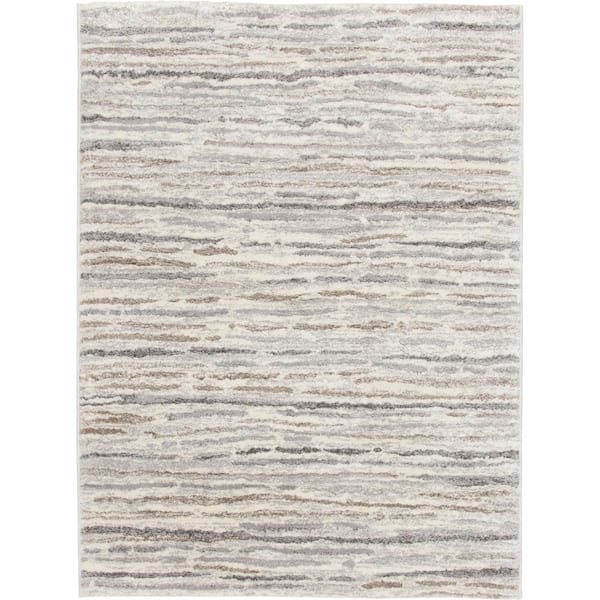 Home Decorators Collection Shoreline Ivory/Gray 8 ft. x 10 ft. Striped Area Rug