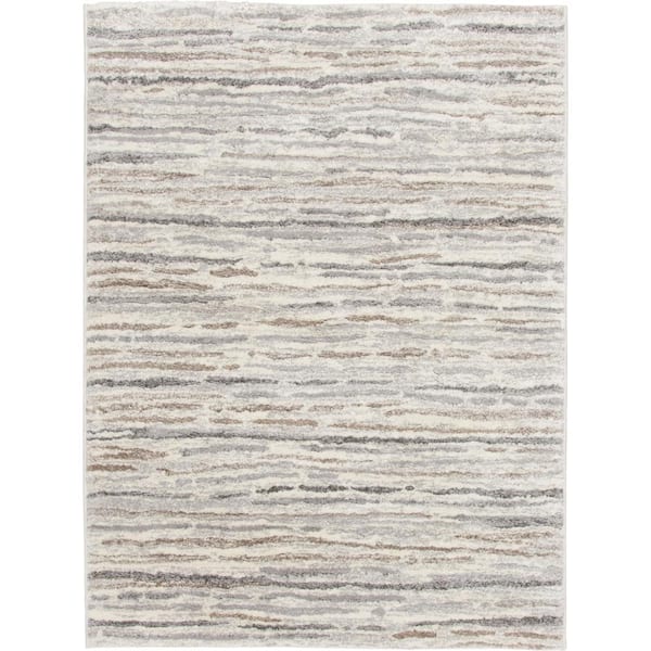 Shoreline Ivory/Gray 8 ft. x 10 ft. Striped Area Rug