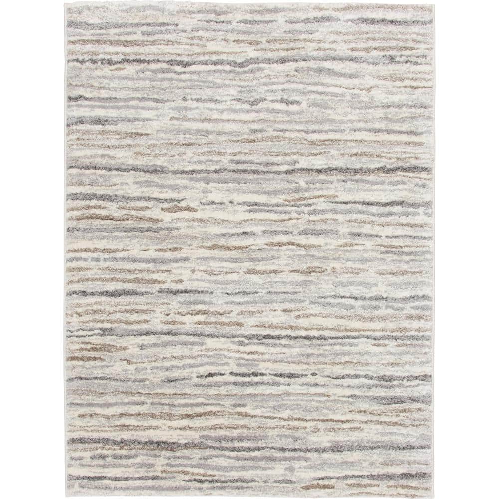 Home Decorators Collection Shoreline Ivory/Grey 9 ft. x 12 ft. Striped