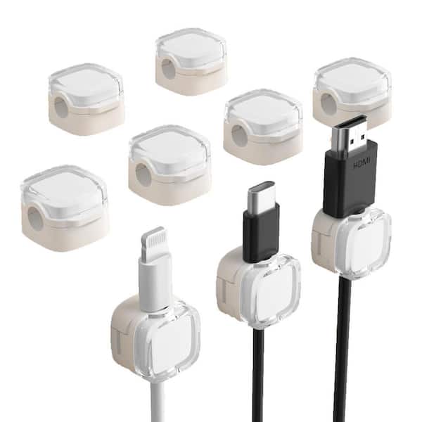 White Crystal 9-Pack Magnetic Cable Clips, Adjustable Cord Holder for Under Desk Cable Management for Home Office Desk