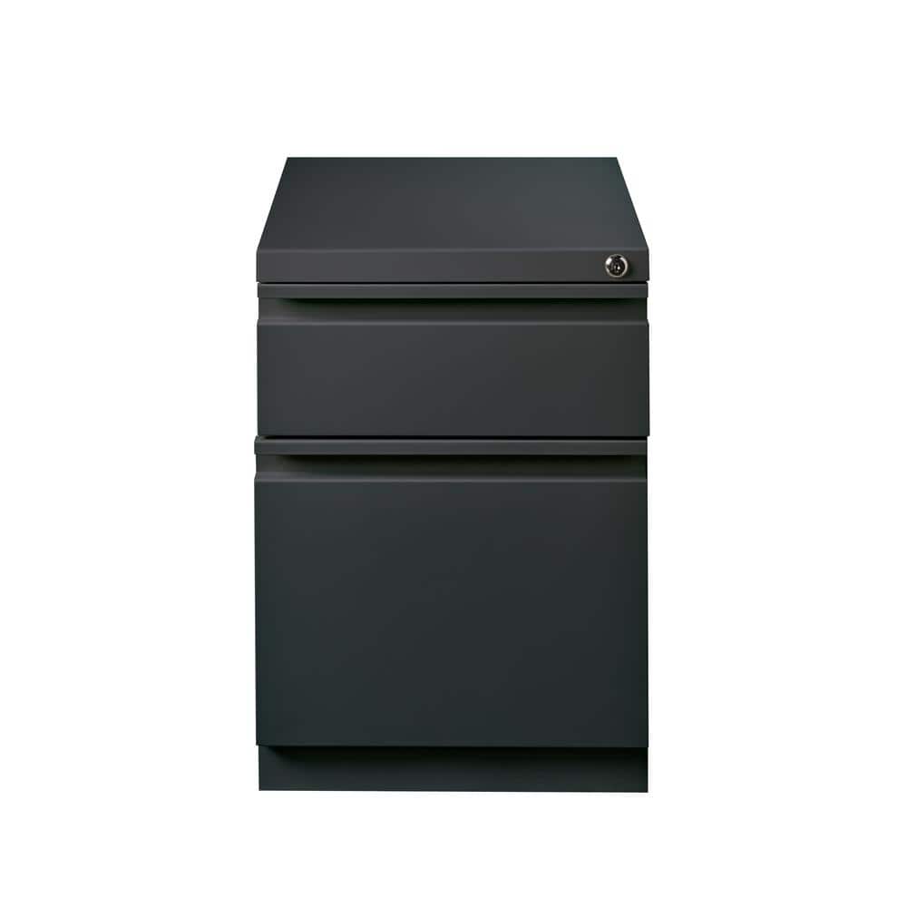 Charcoal Steel Mobile 2-Drawer Lockable File Cabinet