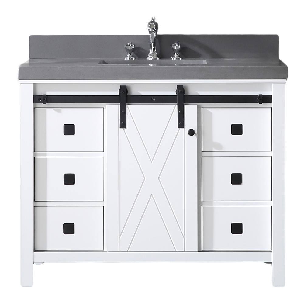Eviva Dallas 42 In W X 22 In D Bathroom Vanity In White With Granite Countertop In Absolute Black Evvn529 42wh The Home Depot