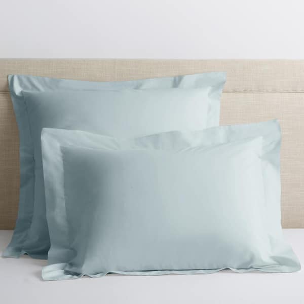 The Company Store Company Cotton Pale Blue Solid 300-Thread Count Cotton Percale Euro Sham