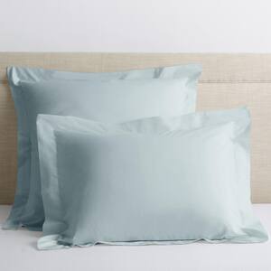 Company Cotton Pale Blue Solid 300-Thread Count Cotton Percale King Sham