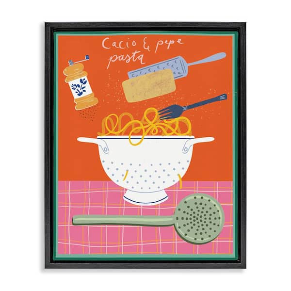 Retro Italian Pasta Meal by Jo Reid Black Floater Frame Food Graphic Art Print 31 in. x 25 in.