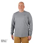 Men's X-Large Gray Cotton/Polyester Long-Sleeve Hybrid Work T-Shirt