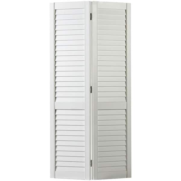 Masonite 36 in. x 80 in. Plantation Full-louvered Painted White Solid-Core Pine Bi-fold Interior Door
