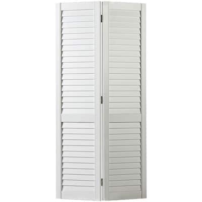 36 in. x 80 in. Plantation Full-louvered Painted White Solid-Core Pine Bi-Fold Interior Door