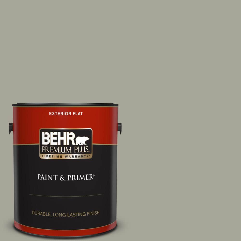 BEHR PREMIUM PLUS 1 gal. N3704A Historical Gray Flat Exterior Paint