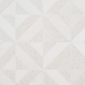 Lupa Diagonal Salt 11.81 in. x 11.81 in. Polished Marble and Terrazzo Floor and Wall Mosaic Tile (0.96 Sq. Ft./Each)