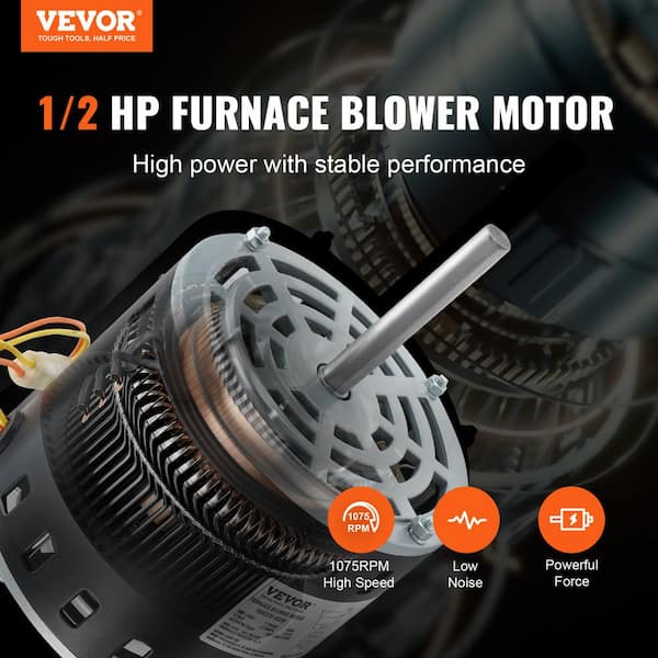 Furnace Blower Motor 1/2 HP 208/230-Volt 2.7 Amps 1075 RPM CW/CCW Rotation Blower Motor 48 Frame 3.4 in. Shaft Length