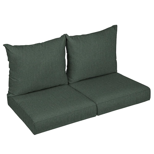 SORRA HOME 25 x 23 x 5 (4-Piece) Deep Seating Outdoor Loveseat Cushion in Sunbrella Cast Ivy