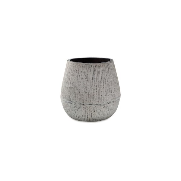 Mony 9.5 in. White and Brown Paper Composite Tabletop Decorative Vase