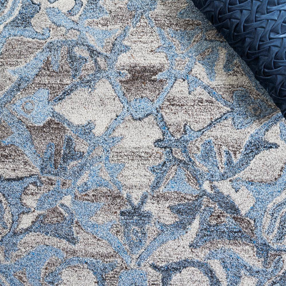 Hand-Tufted Grey and Blue Wool Round Area Rug