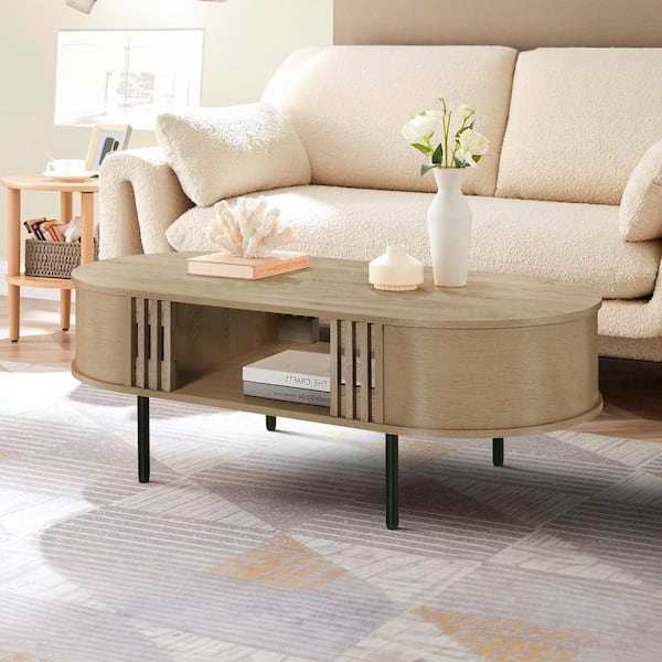 NEW CLASSIC HOME FURNISHINGS New Classic Furniture Brax 47.25 in. Natural Oval Wood Coffee Table