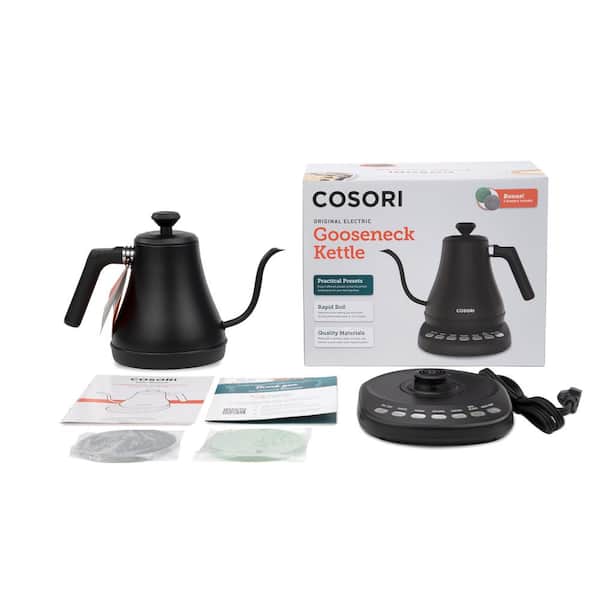 Cosori 0.7 L Black Original Gooseneck Electric Kettle with Bonus Coasters  KAAPGKCSNUS0003 - The Home Depot