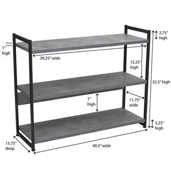 Free Standing Slate Wide Modular Shelf, 32 Wide Shelving Unit