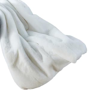 White Faux Fur Throw Blanket 50 in. x 60 in. Cozy Plush Throw Blanket for Couch Sofa Bed