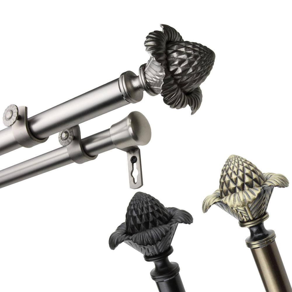 120 in. - 170 in. Adjustable 13/16 in. Double Curtain Rod in Antique Brass 
