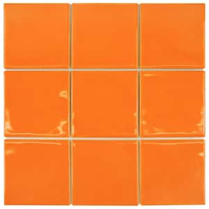 Twist Square Orange Sunset 11-3/4 in. x 11-3/4 in. Ceramic Mosaic (9.79 sq. ft. /Case)