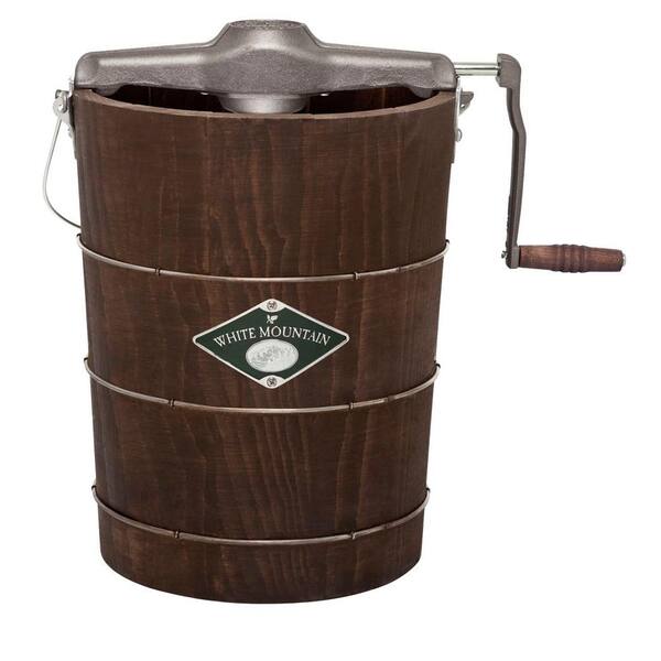 White Mountain Manual 6 Qt. Green and Brown Hand Crank Ice Cream Maker