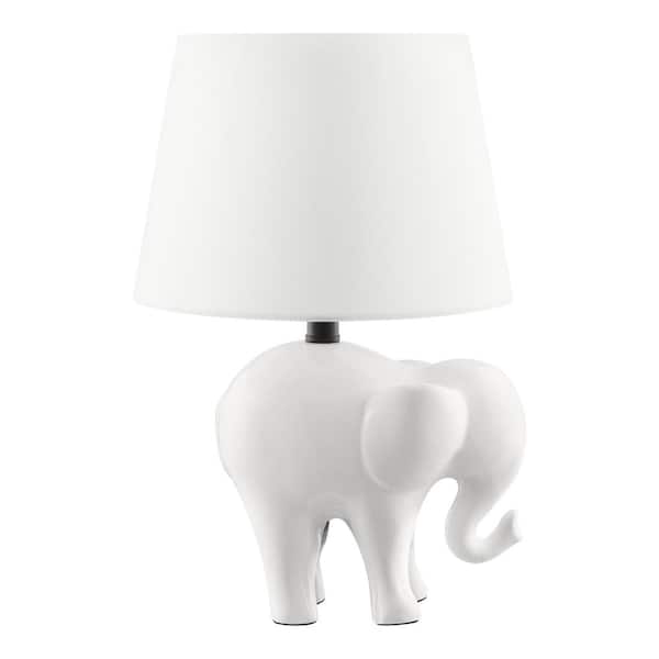 Hampton Bay 19 in. White Novelty Table Lamp with Ceramic Base