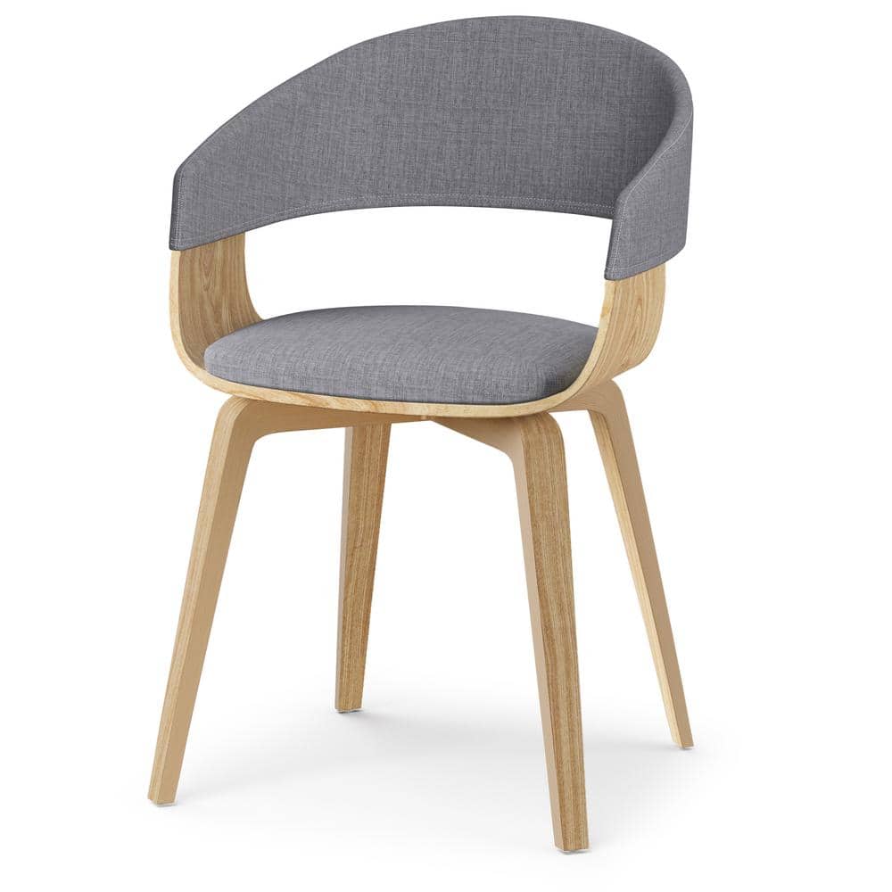 Elegant Light Grey Linen Upholstered Dining Chair with Light Wood Legs