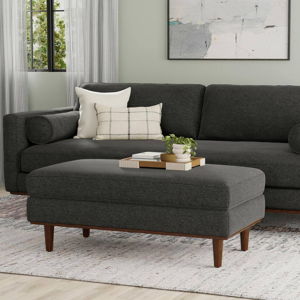 Charcoal Grey Large Rectangular Upholstered Ottoman