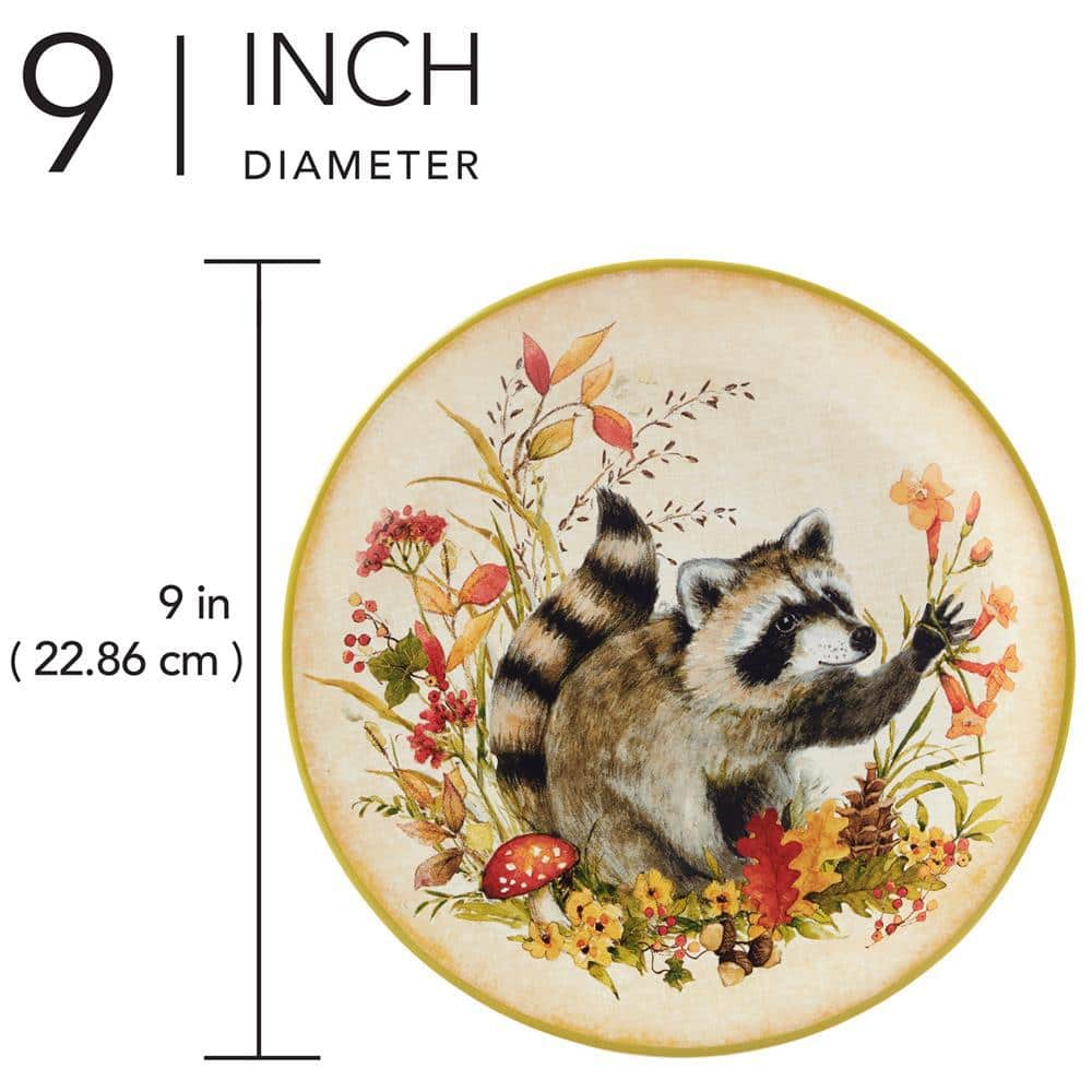 Woodland Critters 9" Ceramic Fall Salad/Dessert Plates Set