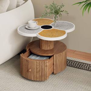 Outdoor Side Table, Patio End Table, Unique Four-Leaf Clover Accent Table, Outdoor Bistro Table for Living Room Patio