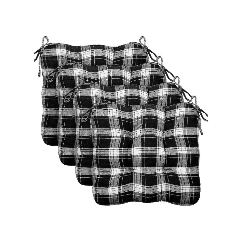 4 Piece Trapezoid Outdoor Plaid Chair Outdoor Seat Cushion