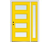 53 in. x 81.75 in. Celeste Clear Low-E Glass Right-Hand 4-Lite Eclectic Painted Steel Prehung Front Door with Sidelite