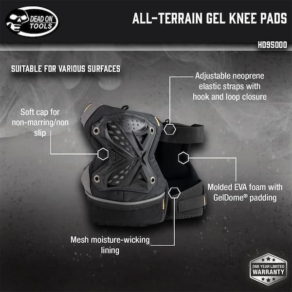 GelDOME Multi-Purpose All Terrain Hard Cap Gel Padded Work Knee Pads with Mesh Lining and Hook and Loop Closure
