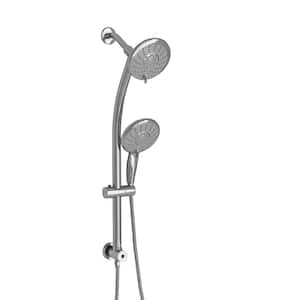5-Spray Patterns Dual Rain Shower Set 5 in. Wall Mounted Round Fixed and Handheld Shower Head 2.5 GPM in Brushed Nickel