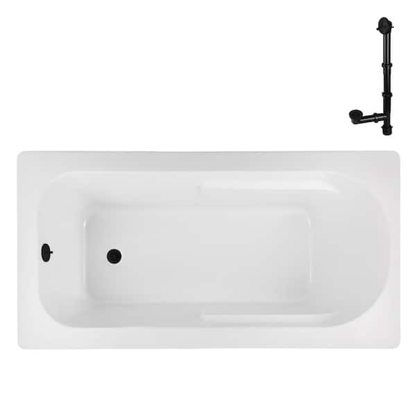 Streamline N-4300-742-BL 66 in. x 34 in. Rectangular Acrylic Soaking Drop-In Bathtub, with Reversible Drain in Matte Black