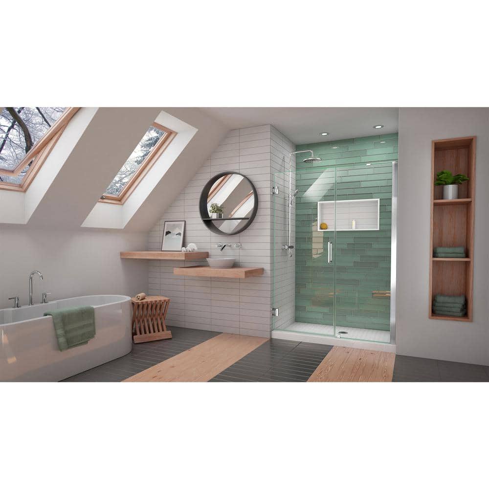 Unidoor-LS 47-55" Frameless Clear Glass Shower Door with Black Hardware
