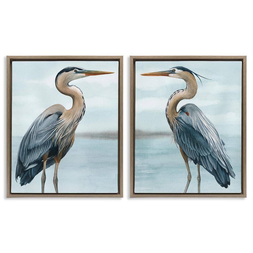 Detailed Heron Bird Duo by Grace Popp 2 Piece Brown Floater Frame Graphic Art Print Animal 31 in. x 25 in. price history on PriceWatchPro