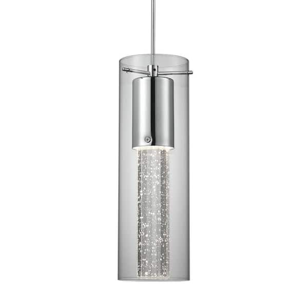 KUZCO Champagne 4 in. 1-Light 9-Watt Chrome Integrated LED Pendant Light