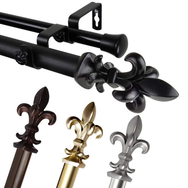 EMOH 1 Inch Dia 66-120" Adjustable Emmett Double Curtain Rod in Gold