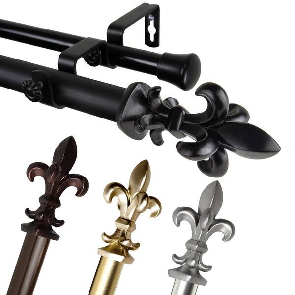 EMOH 1 Inch Dia 66-120" Adjustable Emmett Double Curtain Rod in Satin Nickel
