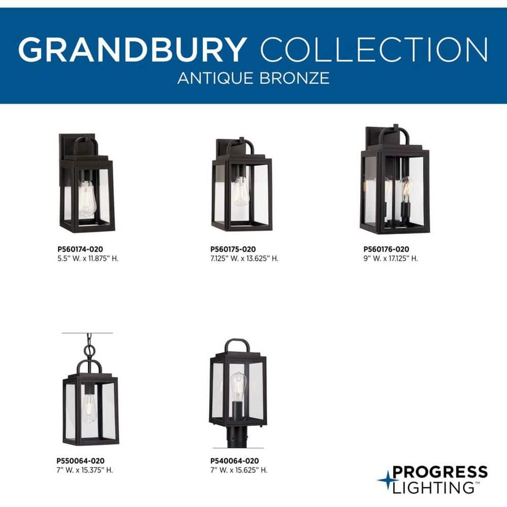 Grandbury Antique Bronze Outdoor Wall Lantern with Clear Glass