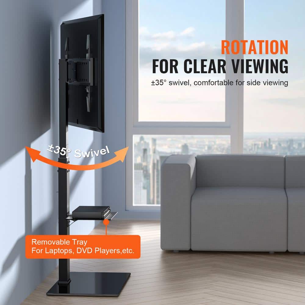 Black Adjustable Freestanding Swivel TV Stand Mount for 32 to 85 inch TVs