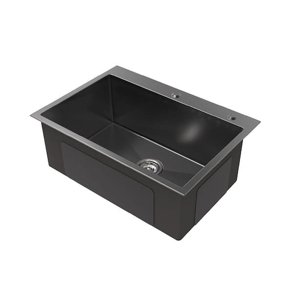 27 in. Drop-In Single Bowl 20-Gauge Black Stainless Steel Kitchen Sink