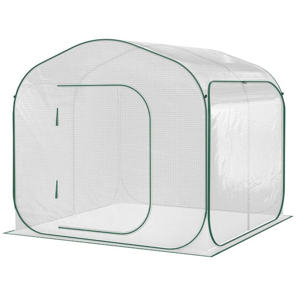 Unbranded 82 in. W x 82 in. D x 76.75 in. H Portable Pop-Up White Steel Greenhouse for Quick and Easy Plant Protection