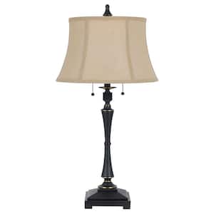 31 in. Bronze Standard Light Bulb Candlestick Bedside Table Lamp